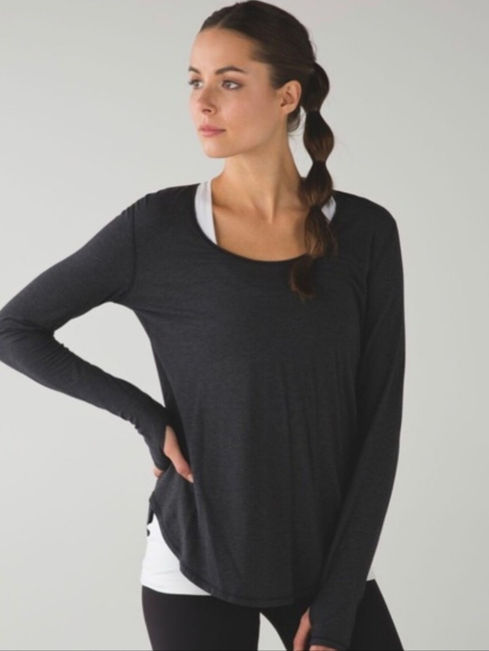 Lululemon Yogini 5 Year Long Sleeve Tee Heathered Black